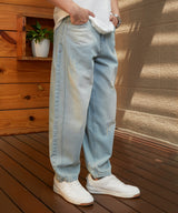 Men's Light Blue Light-Wash Baggy Denim Jeans