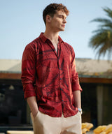 Men's Orange Casual Full Sleeve Printed Shirt
