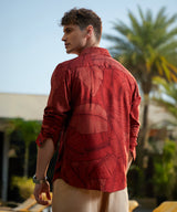 Men's Orange Casual Full Sleeve Printed Shirt
