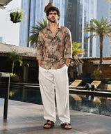 Men's Camel Beige Casual Pigme-Strokes Full Sleeve Shirt