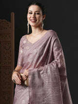 Women's Kota Doria Cotton Pink Printed Designer Saree with Blouse Piece