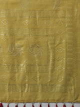 Women's Kota Doria Cotton Yellow Printed Designer Saree with Blouse Piece