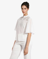 Women's White Casual Half Sleeves Top