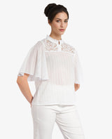 Women's White Casual Half Sleeves Top