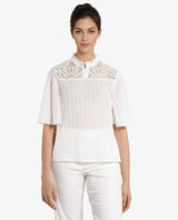 Women's White Casual Half Sleeves Top