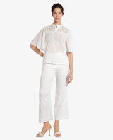 Women's White Casual Half Sleeves Top