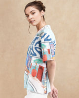 Women's Multicolor Casual Half Sleeves Top