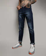 Men's Navy Blue Torn Denim Jeans
