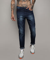 Men's Navy Blue Torn Denim Jeans