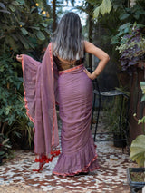 Women's Purple Mul Cotton Saree