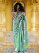 Women's Green Cotton Silk Saree