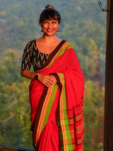 Women's Red Cotton Saree