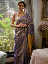 Women's Purple Casual Linen Saree