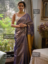Women's Purple Casual Linen Saree