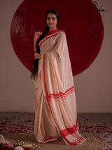 Women's White Mul Cotton Saree