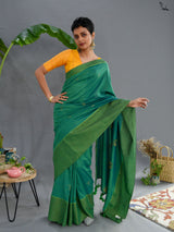 Women's Sea Green Casual Pure Cotton Saree