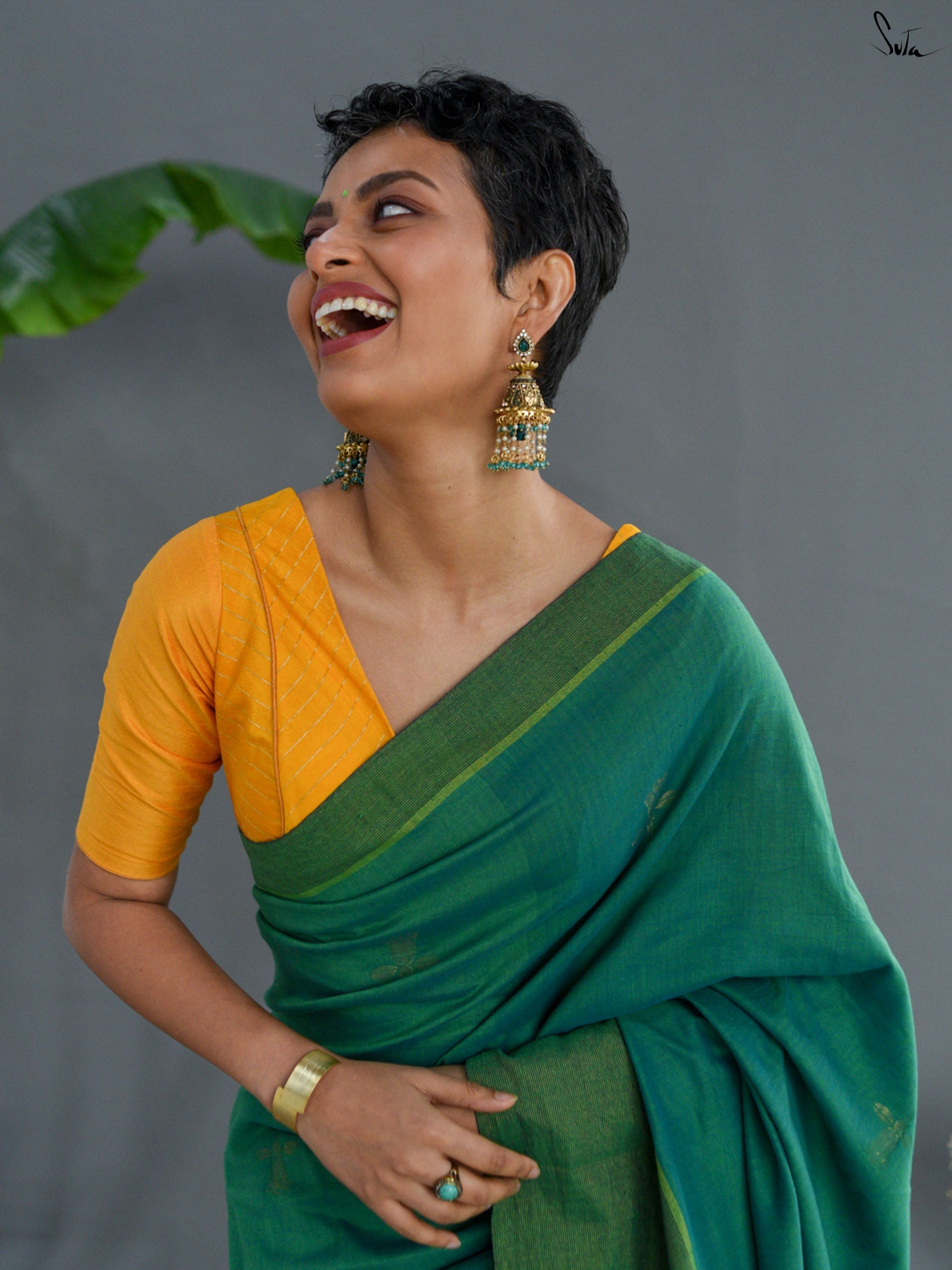 Women's Sea Green Casual Pure Cotton Saree