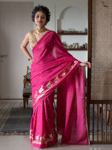 Women's Pink Casual Cotton Viscose Saree