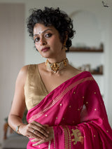 Women's Pink Casual Cotton Viscose Saree