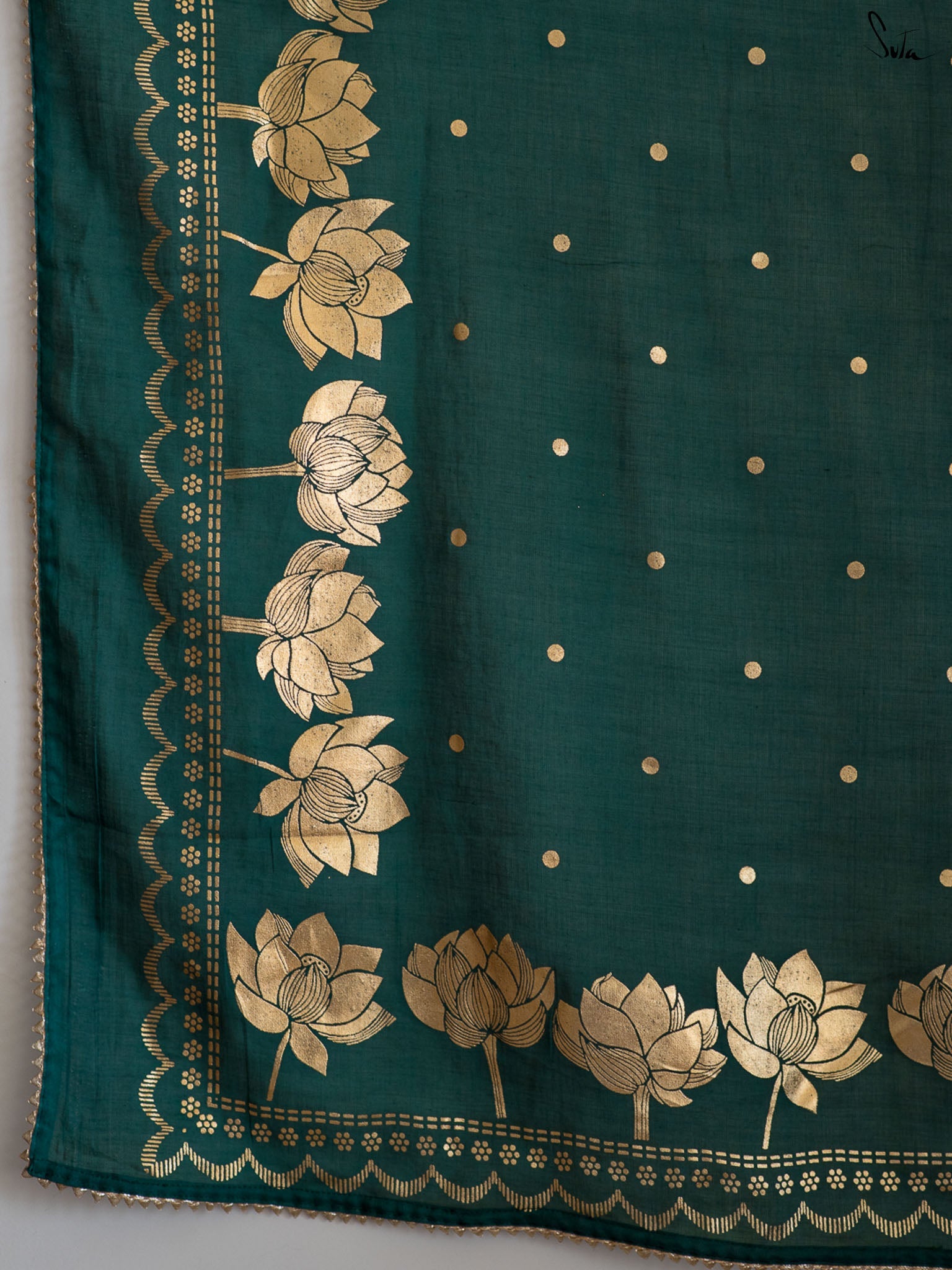 Women's Dark Green Casual Cotton Viscose Saree