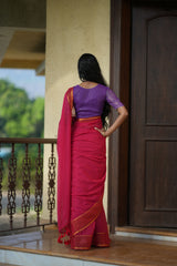 Women's Pink Casual Mul Cotton with Zari Saree
