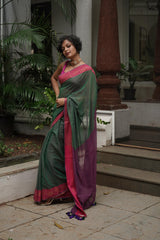 Women's Green Casual Cotton Blend Saree