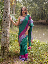 Women's Green Mul Cotton Saree