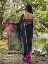 Women's Black Mul Cotton Saree