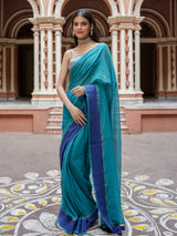 Women's Blue Mul Cotton Saree