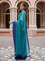Women's Blue Mul Cotton Saree