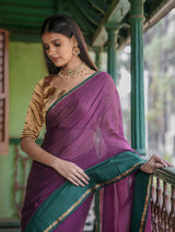 Women's Purple Cotton Mul Saree