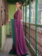 Women's Purple Cotton Mul Saree