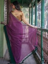 Women's Purple Cotton Mul Saree