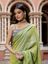 Women's Green Cotton Mul Saree