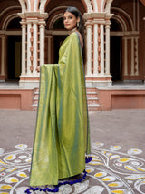 Women's Green Cotton Mul Saree