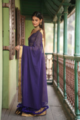 Women's Purple Mul Cotton Saree