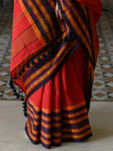Women's Red Cotton Saree