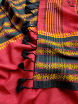 Women's Red Cotton Saree