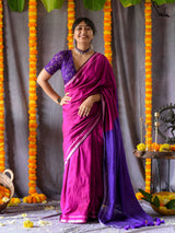 Women's Pink Cotton Acrylic Saree