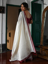 Women's White Handloom Cotton Saree