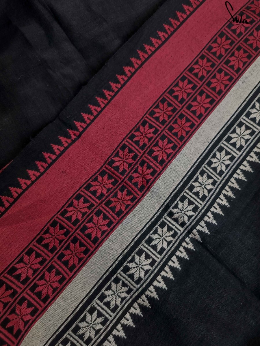 Women's Black Cotton Saree