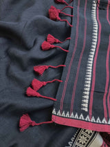 Women's Black Cotton Saree