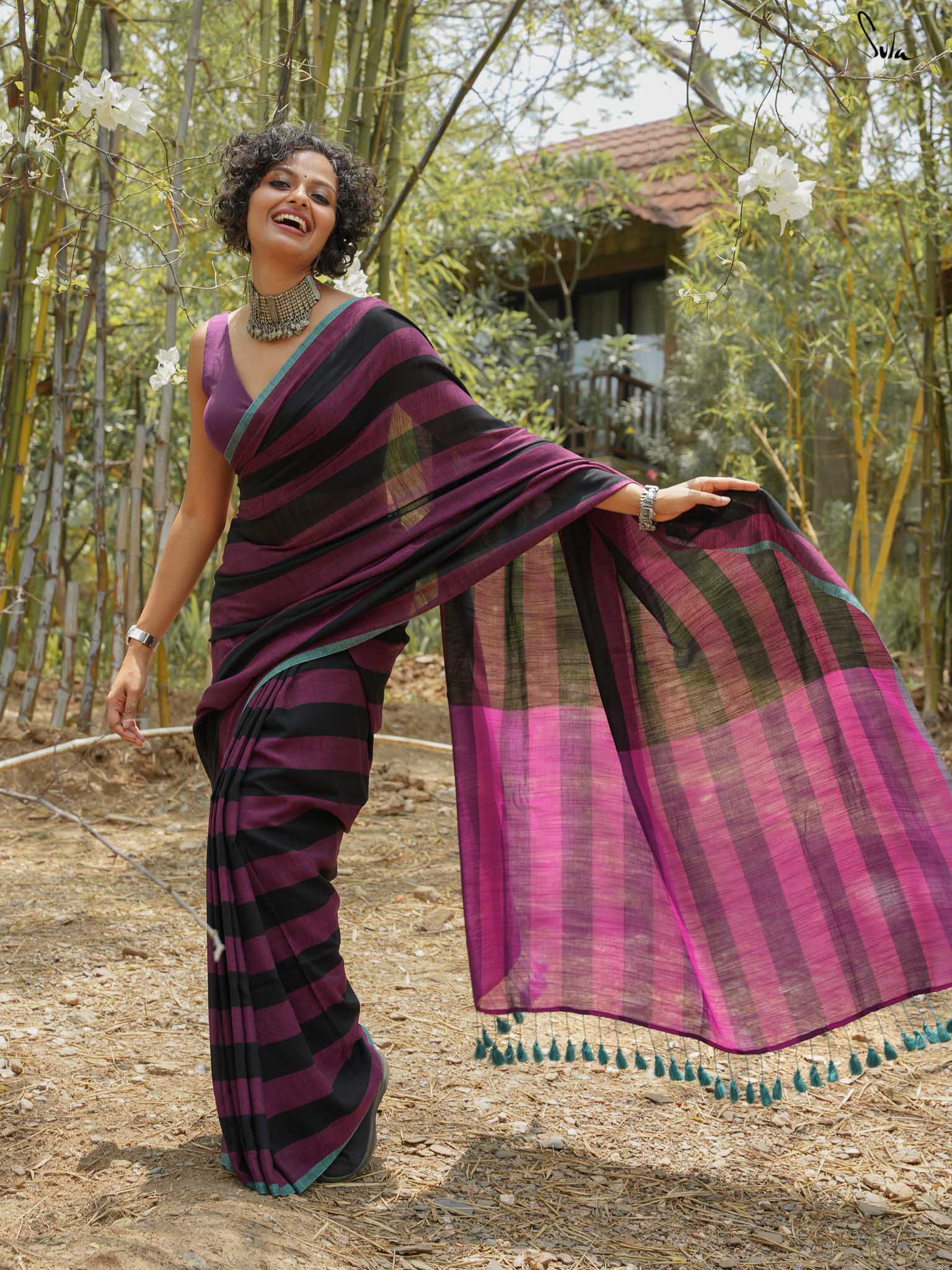 Women's Multicolor Slub Saree