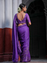 Women's Purple Cotton Viscose Saree