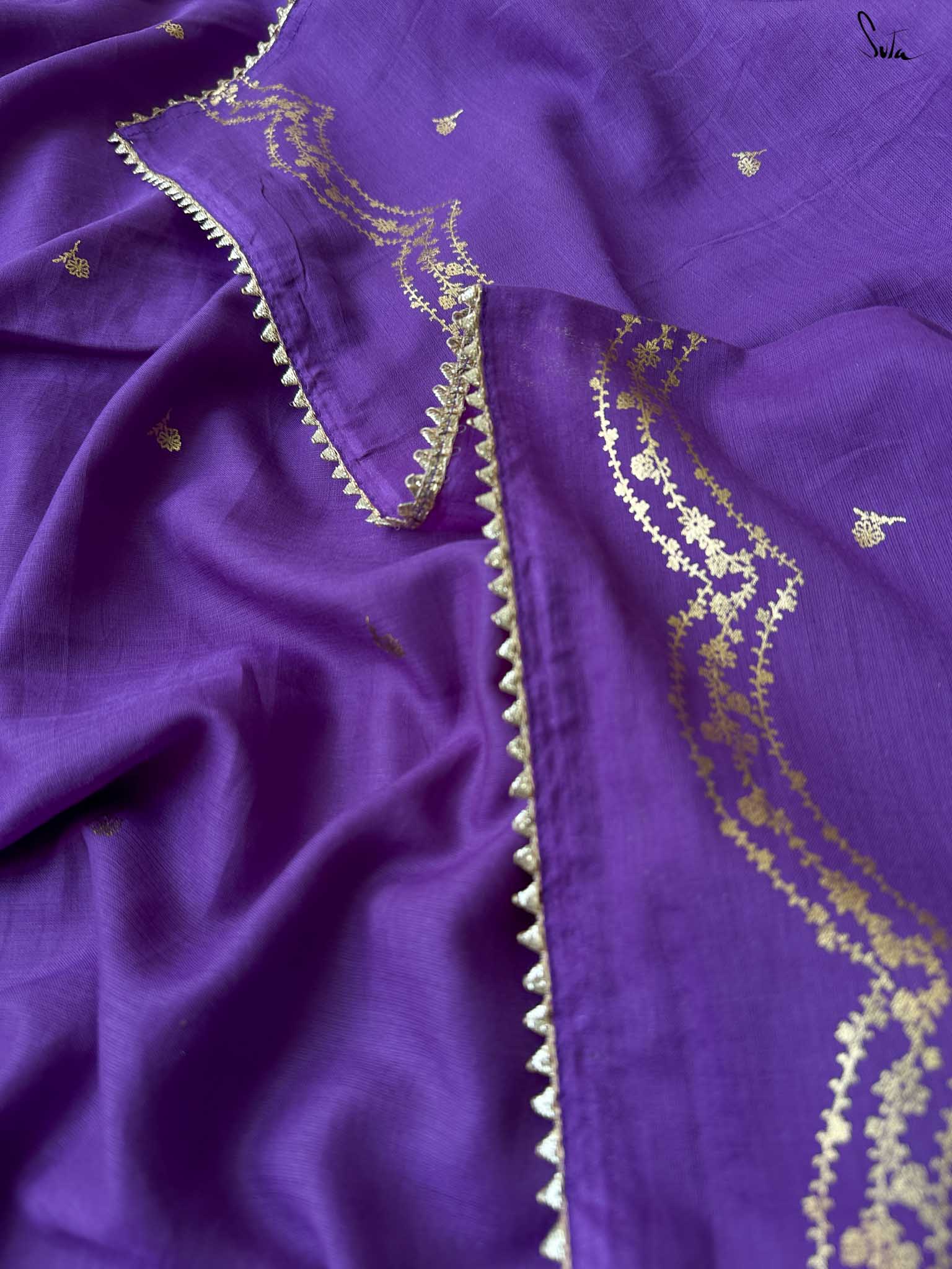 Women's Purple Cotton Viscose Saree