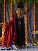 Women's Black Cotton Acrylic Saree