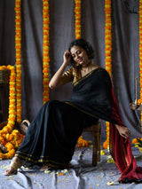 Women's Black Cotton Acrylic Saree