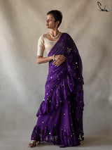 Women's Purple Mul Cotton Saree