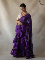 Women's Purple Mul Cotton Saree