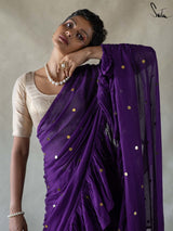 Women's Purple Mul Cotton Saree
